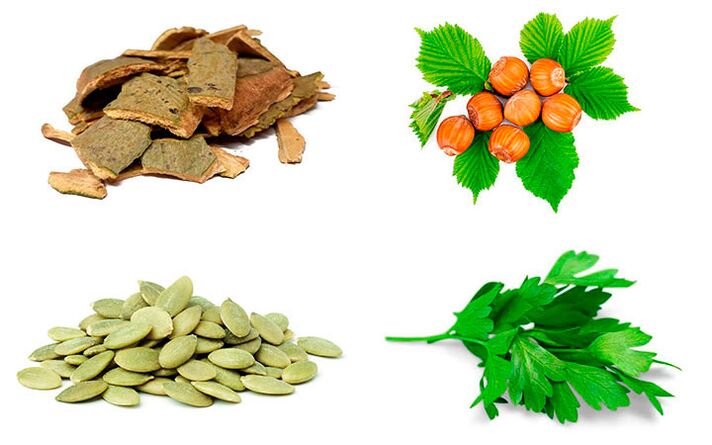 Prostatitisari aurre egiteko herri erremedioak - aspen azala, kalabaza haziak, perrexila eta hurrak.